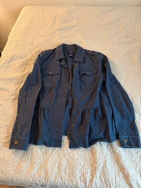 Anna Cai Navy Blue “Tish Roller Blade” Bomber Jacket